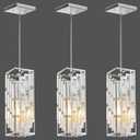 Chrome Pendant Lights Kitchen Island 3 Pack, Mini Crystal Chandeliers, Modern Pendant Lights Ceiling Lighting Fixtures for Kitchen Island, Dinning Room, Bedroom