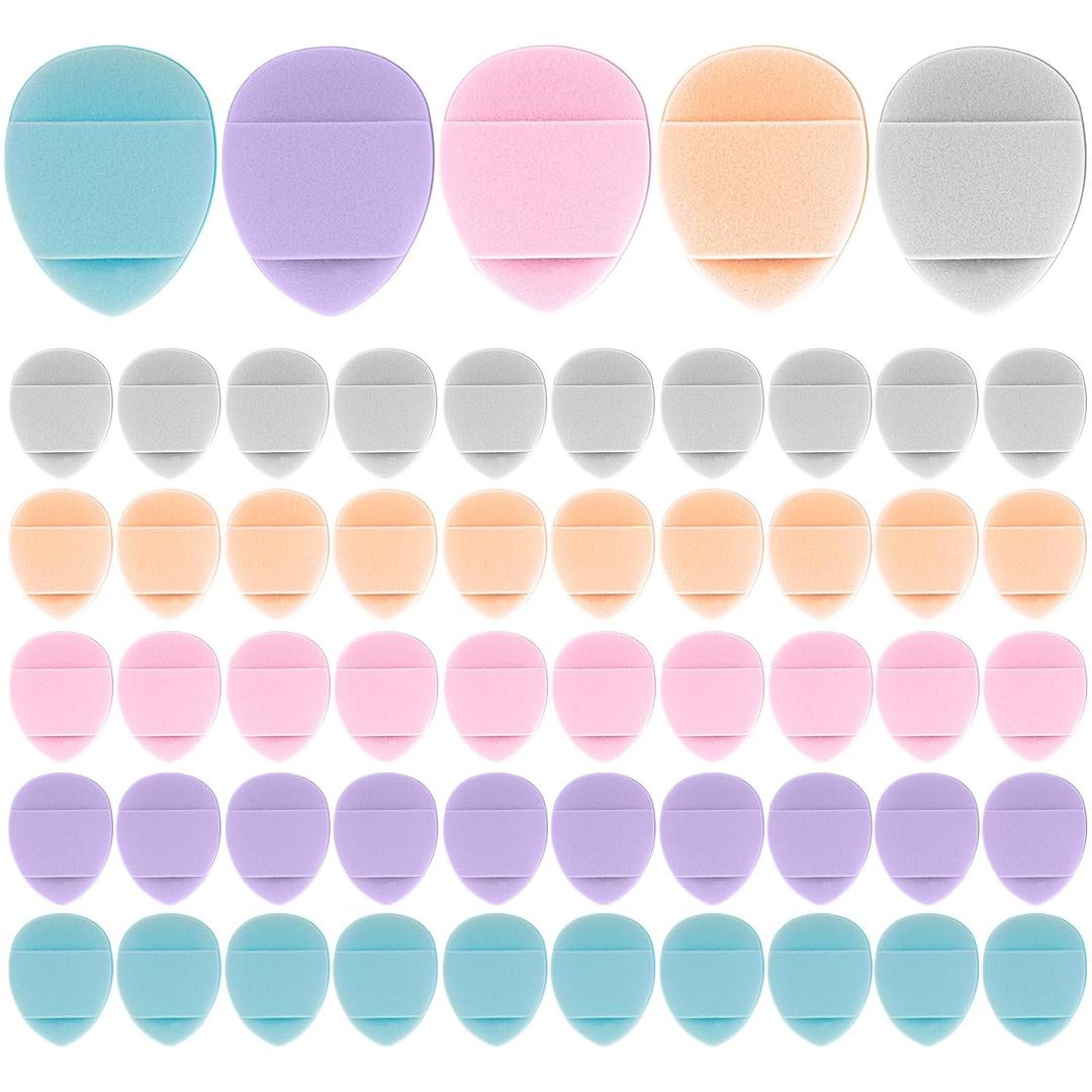 50 Pcs Finger Mini Makeup Sponge Set for Foundation, Concealer, Face Powder, Under Eye Setting, Cosmetic Tool 