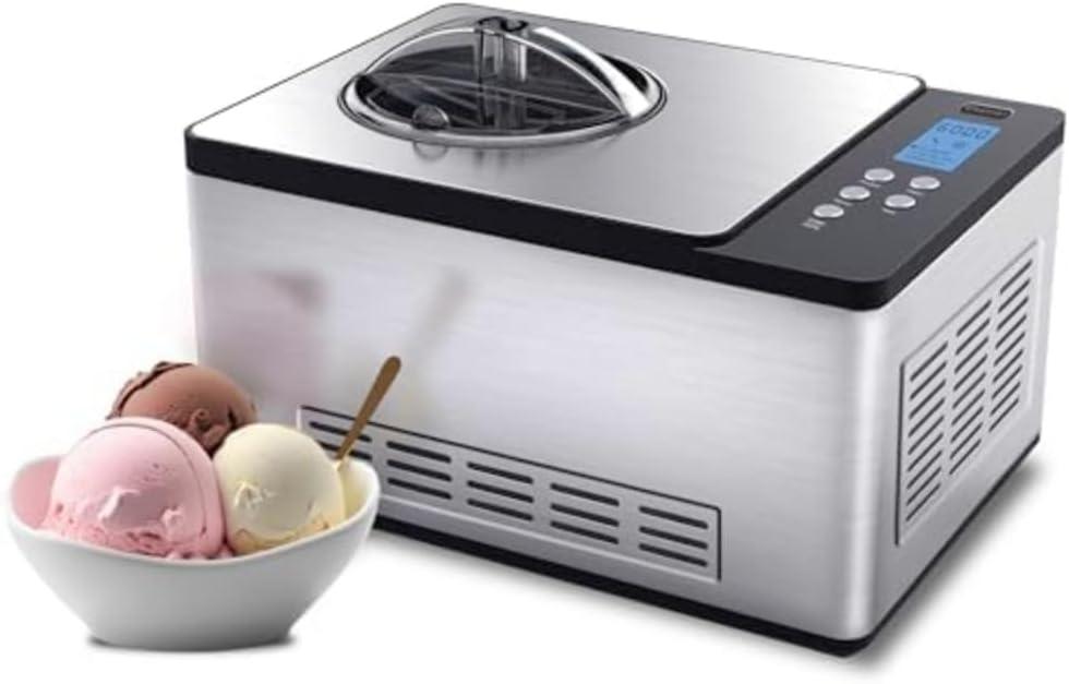 Whynter Ice Cream Maker Machine Automatic 2.1 Qt. with Built-In Compressor, LCD Digital Display & Timer, No Pre-Freezing, ICM-200LS, Stainless Steel