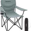 KingCamp Folding Camping Chair Oversized Portable Lawn Chair Padded Quad Chair with Cup Holder and Carry Bag, Heavy Duty Supports 300lbs for Outdoor, Fishing, Picnic, Sports, Grey