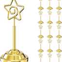 Urban Deco 16 Pieces Table Card Holder Place Card Holders 4 inches Steel Card Holders for Photos, Food Signs, Memo Notes, Weddings, Restaurants, Birthdays (Gold Pentagram)