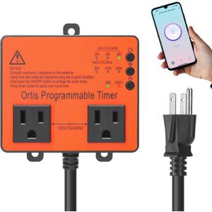 WiFi Above Ground Pool Timer Switch, Ortis Smart Pool Timer with Smart Life App Control, Realize Switch and Timing on Your Phone, for Swimming Pools, Filters, Pumps, and Landscape Lights (Orange)