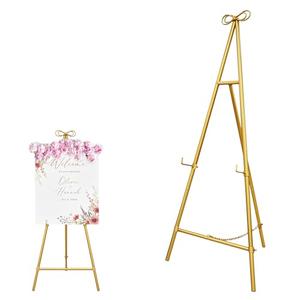 Gold Easel Stand for Sign, 55'' Adjustable Easel Stand for Display, Metal Easel Display Stand Heavy Duty(Round Tube)