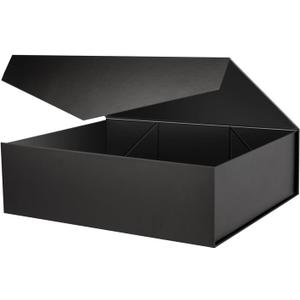 PACKHOME 17x14.5x5.5 Inches, Extra Large Gift Box with Lid, Magnetic Closure Box for Clothes and Large Gifts (Matte Black with Grain Texture)