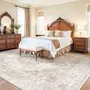 Area Rug 10x14 Vintage Rug: Large Washable Indoor Medallion Rugs Low Pile Distressed Floor Carpet Retro Accent Rug for Living Room Bedroom Dining Room Home Office(Beige, 10'x14')