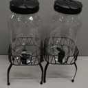 Tanlade 2 Pcs Plastic Drink Dispenser with Stand Beverage Dispenser with Sturdy Metal Base Juice Jar for Parties Lemonade Jar Spigot for Weddings Countertop Water, Each 1 Gallon(Black)