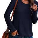 Ebifin Women's Crew Neck Pullover Sweater Solid Color Casual Warm Lightweight Knit Sweaters (X-Large, 1-navy Blue)