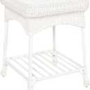 Outdoor White Wicker End Table