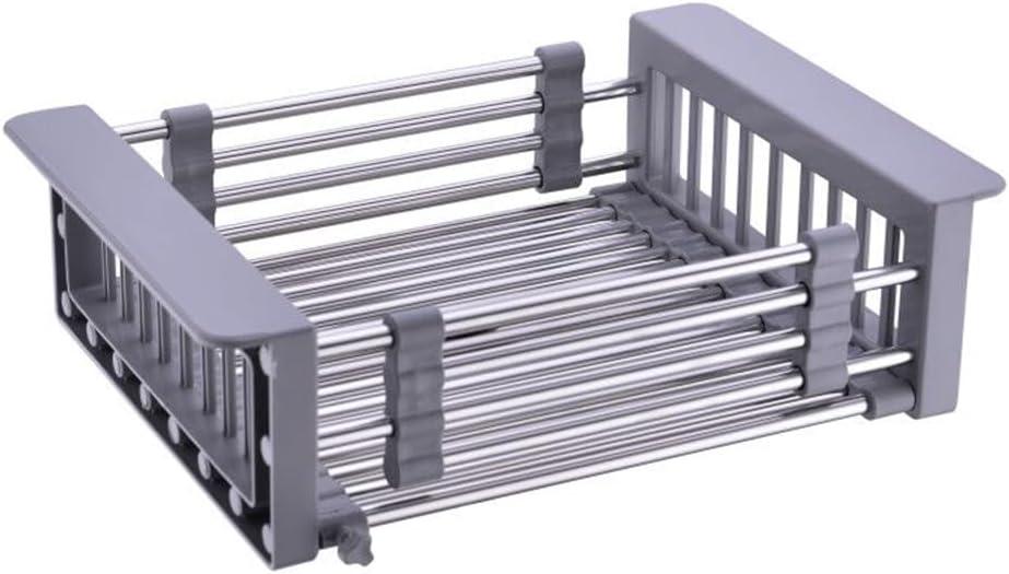 Sink Dish Drying Rack, Stainless Steel Drainer for 10.7"-17" Sinks, Kitchen Countertop Organizer for Dishes, Vegetables, and Fruits (Grey, Small)