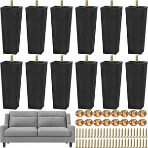 TURSTIN 12 Pieces 8" Plastic Furniture Legs Replacement Couch Legs Square Tapered Sofa Leg Mid-Century Modern Furniture Feet for Armchairs Couch Bed Coffee Table Dresser