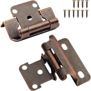 Kitchen Cabinet Hinges Oil Rubbed Bronze, 8 Pack (4 Pairs) 1/2" Overlay Partial Wrap Self Closing Cabinet Door Hinge, Semi Hidden Cabinet Hinge for Cabinet Doors