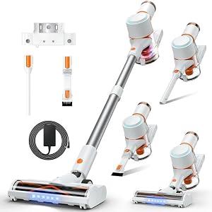 Cordless Vacuum Cleaner, Stick Vacuum with LED Touch Screen, 45KPA Powerful Suction, Up to 60 Mins Runtime, 7-Stage HEPA Filter, V-shaped Anti-Tangle Brush, Vacuum for Carpet, Hard Floor, Pet Hair