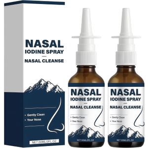 2PCS Iodine Nasal Spray, Daily Nasal Cleanse & Care Mist, Fine Mist Non-Medicated Nasal Spray for Dry Air, Travel & Daily Use, 120ml