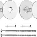 MECCANIXITY Door Hole Cover Plate, Deadbolt Cover Plate for 3/4" to 1" Holes Round Door Knob Hole Filler Plate Brushed Satin Nickel 1.38" Nut 3.54" Screws Silver Pack of 2