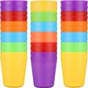Eccliy 36 Pcs Kids Cups Bulk, 8 oz Plastic Toddler Drinking Cups Unbreakable Reusable Stackable 6 Assorted Colors Tumblers for Toddlers Baby Kids, Dishwasher Safe(Rainbow)