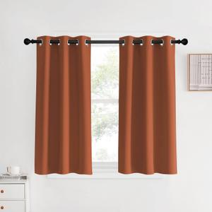 NICETOWN Kitchen Curtains Small Window Halloween Curtains & Drapes, Burnt Orange, 34" W x 40" L, 2 PCs, Thermal Insulated Solid Grommet Panels for Cupboard, Loft, Cafe, Dining Room