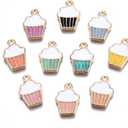 DanLingJewelry 100pcs Random Color Alloy Enamel Mini Cupcake Dangle Charms Bulk for Jewelry Making
