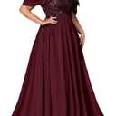 Women's Sequin Plus Size Wedding Guest Bridesmaid Dresses Maxi Gown for Formal Prom Cocktail Party Evening Events