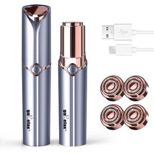 Facial Hair Removal for Women, GURELAX Hair Remover for Face, Painless Hair Removal Device, Face Shavers for Chin Upper Lip -Included 4 x Replacement Heads