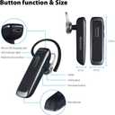 Bluetooth Headset, Hands-Free Wreless Bluetooth Earpiece with 18 Hours Playtime and Noise Cancelling Mic for iPhone Samsung Android Cell Phone Truck Driver - Black