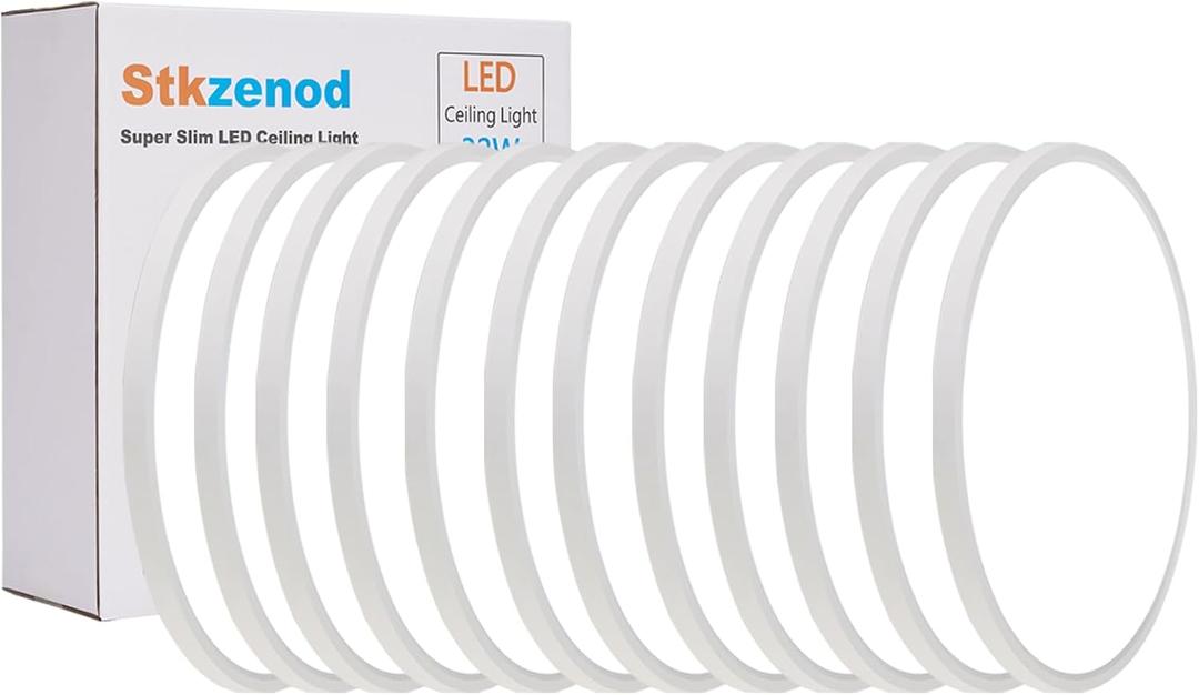 12PK 12inch LED Flush Mount Ceiling Lights,5CCT Selectable 2700K-6500K,24W 2500LM Close to Ceiling Light Fixtures for Bedroom Kitchen Hallway Laundry, White