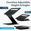 Lifelong Adjustable Laptop Stand for Desk, Ergonomic Premium Aluminum Laptop Riser, Portable Foldable Computer Stand, Height Adjustable up to 20, Fits 10-17 Inch Laptops & MacBooks