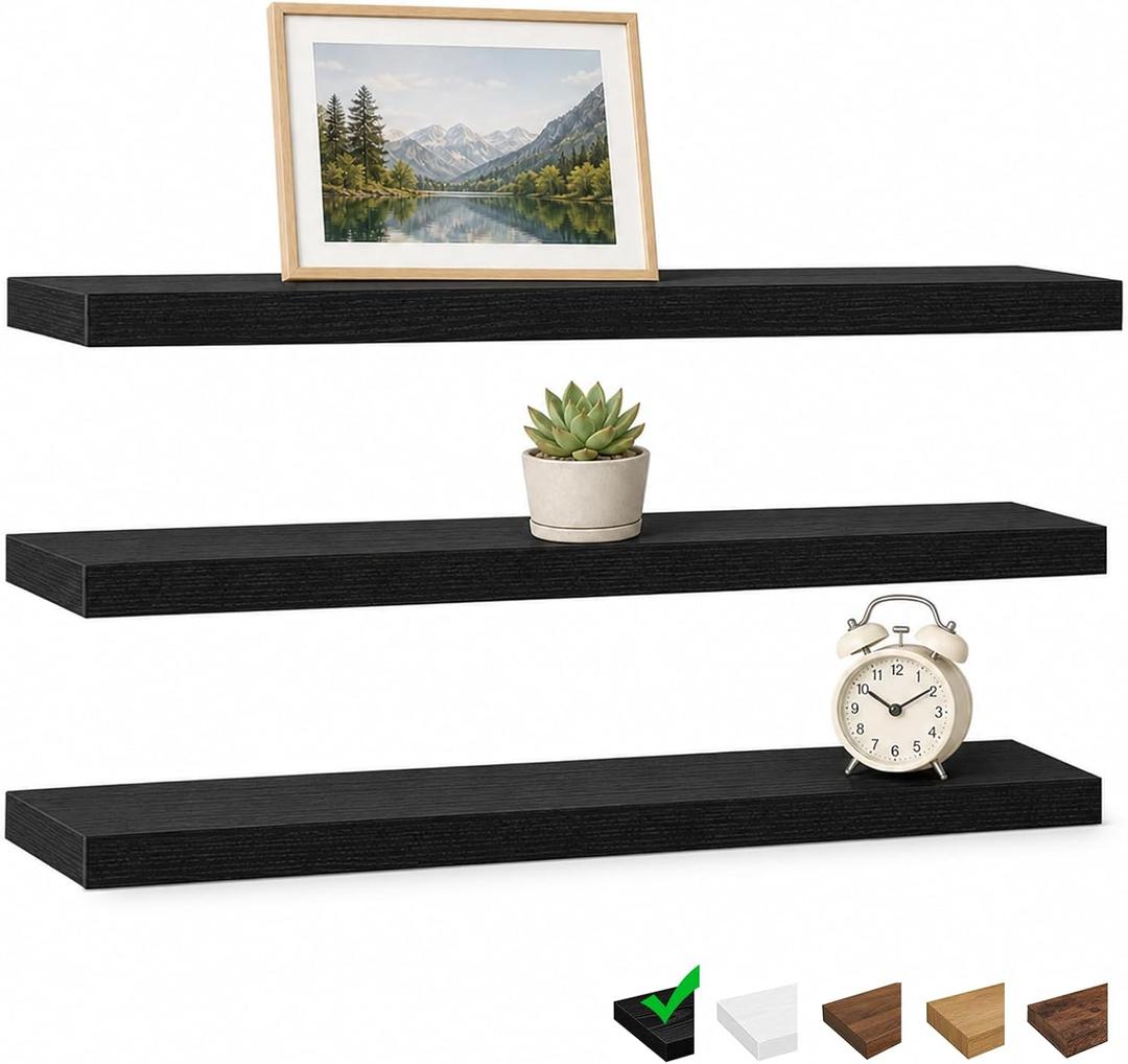 Boswillon Floating Shelves for Room Decor, 3 Pack Long Shelf on Wall, 30in