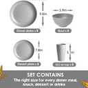 Teivio 32-Piece Kitchen Plastic Wheat Straw Dinnerware Set, Service for 8, Dinner Plates, Dessert Plate, Cereal Bowls, Cups, Unbreakable Colorful Plastic Outdoor Camping Dishes, Light Gray