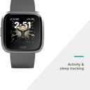 Fitbit Versa Lite Smartwatch,GPS,Charcoal/Silver Aluminum, One Size (S & L Bands Included)