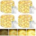 btfarm 4 Pack Fairy Lights Battery Operated with Timer, 16.4 FT 50 LED Silver Wire Twinkle String Lights 8 Modes Dimmable Waterproof for Indoor Christmas Bedroom Wedding Decorations, Warm White