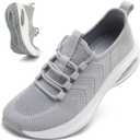 Rollstep Wide Toe Box Shoes Women Extra Wide Width Sneakers Air Cushion Road Running Shoes Ultra Light Tennis Gym Workout Training Shoes Breathable Walking Shoes with Arch Support size 41 (Grey)