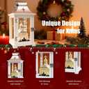 Christmas Village Houses for Table Centerpieces, Christmas Lantern for Modern Farmhouse Decor, Hanging Candle Lantern for Xmas Home Decor Indoor Outdoor, Ceramics Church Figurine
