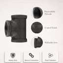 10 Pack 3/4 inches Tees Malleable Cast Iron Pipe, Industrial Pipe for Threaded Black Pipes and Fittings, DIY Steampunk Industrial Vintage Style.