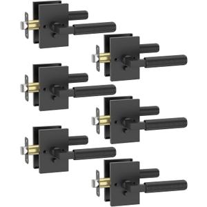 Asidrama 6 Pack Black Privacy Door Handles, Door Lever with Door Knobs Indoor for Bedroom or Bathroom, Heavy Duty Door Handles Interior with Locks for Left Right Sided Doors