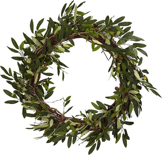 Nearly Natural 20in. Artificial Olive Wreath
