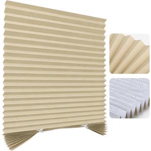 Temporary Shades Blackout Pleated Paper Blinds 35" W x 59" H Brown 4PCS