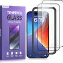 2 x ruwa Screen Protector for iPhone 15 Pro [6.1 Inch][2-Pack] Tempered Glass with Easy Installation Frame, HD Clear,Anti-Scratch,Full Coverage