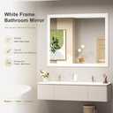 SMIROR 44x30 Matte White Bathroom Vanity Mirror for Over Sink