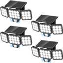 Solar Flood Light Outdoor 4 Pack, 3500LM Super Bright Motion Sensor Outdoor Lights, Solar Lights Outdoors Waterproof, Upgrade Glass Panel, 270 Wide Angle LED Security Spot Light for Outside Yard