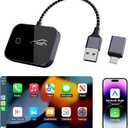 Wireless CarPlay Adapter for iPhone & Android, Convert Wired to Wireless CarPlay Dongle, Plug & Play USB-C, Auto Connect, 5GHz WiFi, Compatible with iOS 10+ & Android 11+ Cars（Black）