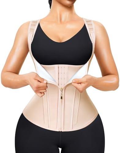 uJunlan Waist Trainer for Women - Sauna Suit Sweat Vest for Working Out Med