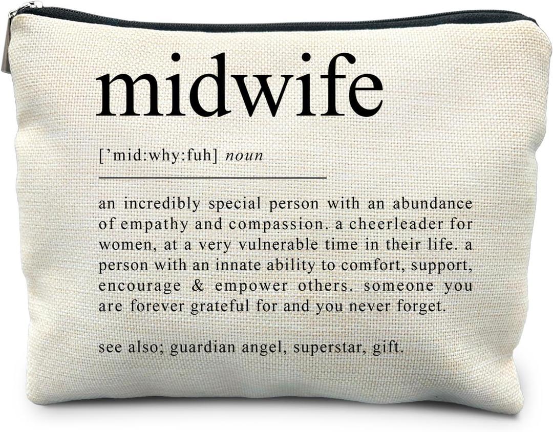 RYYCDOI Midwife Doula Gifts, Midwife Definition Makeup Bag Gifts for OBGNY Doctors Nurses, Pediatrician Obstetrician, Gynecologist Midwife Appreciation Gifts for Women, Midwife Cosmetic Bag Pouch
