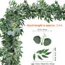 Fake Greenery Garlands Artificial Silver Dollar Eucalyptus Garland in Grey Green and Willow Twigs Garland Intertwined Together for Rustic Wedding Arch Swag Doorways Table Runner Decoration, 5.8 feet