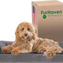 Furhaven Orthopedic Dog Bed for Large/Medium Dogs w/Removable Bolsters & Washable Cover, For Dogs Up to 55 lbs - Plush & Velvet L Shaped Chaise - Platinum Gray, Large
 30x21inches