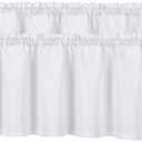 Home Queen Waffle Curtain Valances Window Treatment for Kitchen Bathroom Window, Water Repellent Straight Window Valance, Set of 2, 60 X 16 Inch, White