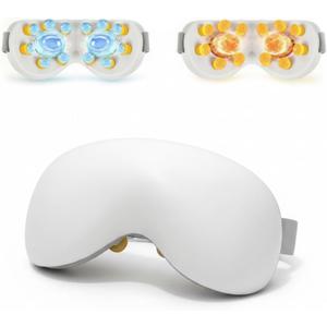 KS SHOP Eye Massager with Heat & Cooling | 12 Precision Massage Nodes | Bluetooth Music | 4 Massage Modes | 2400mAh Battery | Relaxation for Eye Strain, Dry Eyes, Stress & Headaches (Gray)