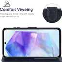 Case for Galaxy A55 5G Case,Samsung A55 SM-A556U Wallet Case with Tempered Glass Screen Protector, Lace Flower PU Leather Flip Credit Card Holder Phone Cover for Samsung Galaxy A55 5G Dark Blue