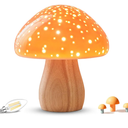 BOHON Mushroom Lamp, Ceramic Bedside Table Lamp for Bedroom Nightstand, Retro Vintage Orange Night Light, Small Aesthetic Lamp for Living Room Desk Home Decor, LED Bulb Included, Orange