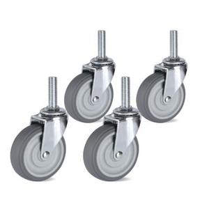 Finnhomy Caster Wheels 3 Inch Set of 4 Heavy Duty Threaded Stem Casters1/2-13x1-1/2 Swivel Rubber Industrial Castors Premium Wheels for Wire Shelving/Furniture/Carts Load Bearing 720 Lbs Gray