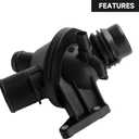 Engine Coolant Thermostat Housing Assembly - Compatible for BMW 228i 2.0L L4 - Gas 2014-2016 [Base], for BMW 228i xDrive 2.0L L4 - Gas 2015-2016 [Base] - Replace Part 11538648791 11538635689